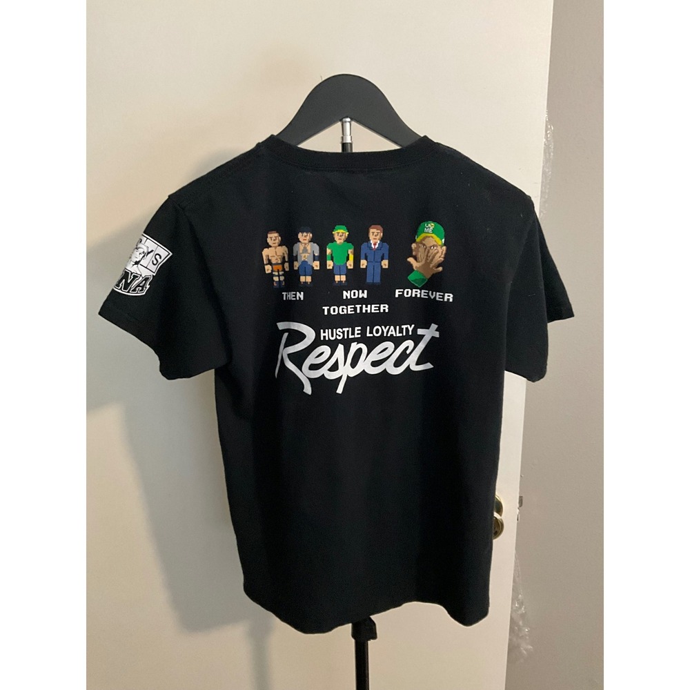 WWE John Cena 20 Years Never Give Up 8-Bit Graphic T-Shirt Youth Large Black